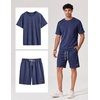 COOFANDY Men’s Two-Piece Set Wrinkle-Resistant Stretch Short-Sleeve T-Shirt and Shorts Summer Casual Textured Outfits(Navy Blue)