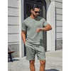 COOFANDY Men’s Two-Piece Set Wrinkle-Resistant Stretch Short-Sleeve T-Shirt and Shorts Summer Casual Textured Outfits(Sage Green)