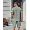 COOFANDY Men’s Two-Piece Set Wrinkle-Resistant Stretch Short-Sleeve T-Shirt and Shorts Summer Casual Textured Outfits(Sage Green)