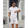 COOFANDY Men’s Two-Piece Set Wrinkle-Resistant Stretch Short-Sleeve T-Shirt and Shorts Summer Casual Textured Outfits(White)