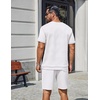 COOFANDY Men’s Two-Piece Set Wrinkle-Resistant Stretch Short-Sleeve T-Shirt and Shorts Summer Casual Textured Outfits(White)