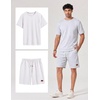 COOFANDY Men’s Two-Piece Set Wrinkle-Resistant Stretch Short-Sleeve T-Shirt and Shorts Summer Casual Textured Outfits(White)