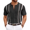 COOFANDY Knit Shirts for Men Casual Short Sleeve Button Down Shirts Summer Beach Stretch Fit Collared Shirts(Black)