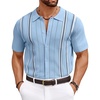 COOFANDY Knit Shirts for Men Casual Short Sleeve Button Down Shirts Summer Beach Stretch Fit Collared Shirts(Blue)