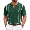 COOFANDY Knit Shirts for Men Casual Short Sleeve Button Down Shirts Summer Beach Stretch Fit Collared Shirts(Dark Green)