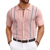 COOFANDY Knit Shirts for Men Casual Short Sleeve Button Down Shirts Summer Beach Stretch Fit Collared Shirts(Dusty Rose)
