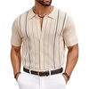 COOFANDY Knit Shirts for Men Casual Short Sleeve Button Down Shirts Summer Beach Stretch Fit Collared Shirts(Khaki)