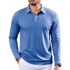 COOFANDY Long Sleeve Polo Shirts for Men Moisture Wicking Athletic Sweatshirt Knit Polos (Blue, XX-Large)