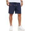 COOFANDY Men Linen Beach Shorts Casual Drawstring Summer Vacation Shorts | Elastic Waist, Lightweight Stretch Short, 9 Inch Inseam, Slim Fit, Holiday Vacation Shorts, Flat Front Short, Hawaiian Style(Navy Blue)