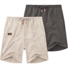 COOFANDY Men Linen Beach Shorts Casual Drawstring Summer Vacation Shorts | Elastic Waist, Lightweight Stretch Short, 9 Inch Inseam, Slim Fit, Holiday Vacation Shorts, Flat Front Short, Hawaiian Style(Z Khaki/Dark Grey)