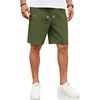 COOFANDY Men Linen Beach Shorts Casual Drawstring Summer Vacation Shorts | Elastic Waist, Lightweight Stretch Short, 9 Inch Inseam, Slim Fit, Holiday Vacation Shorts, Flat Front Short, Hawaiian Style(Army Green)