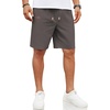 COOFANDY Men Linen Beach Shorts Casual Drawstring Summer Vacation Shorts | Elastic Waist, Lightweight Stretch Short, 9 Inch Inseam, Slim Fit, Holiday Vacation Shorts, Flat Front Short, Hawaiian Style(Dark Grey)