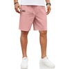 COOFANDY Men Linen Beach Shorts Casual Drawstring Summer Vacation Shorts | Elastic Waist, Lightweight Stretch Short, 9 Inch Inseam, Slim Fit, Holiday Vacation Shorts, Flat Front Short, Hawaiian Style(Flamingo)