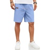 COOFANDY Men Linen Beach Shorts Casual Drawstring Summer Vacation Shorts | Elastic Waist, Lightweight Stretch Short, 9 Inch Inseam, Slim Fit, Holiday Vacation Shorts, Flat Front Short, Hawaiian Style(Sky Blue)