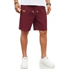 COOFANDY Men Linen Beach Shorts Casual Drawstring Summer Vacation Shorts | Elastic Waist, Lightweight Stretch Short, 9 Inch Inseam, Slim Fit, Holiday Vacation Shorts, Flat Front Short, Hawaiian Style(Wine Red)