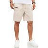 COOFANDY Men Linen Beach Shorts Casual Drawstring Summer Vacation Shorts | Elastic Waist, Lightweight Stretch Short, 9 Inch Inseam, Slim Fit, Holiday Vacation Shorts, Flat Front Short, Hawaiian Style(Khaki)