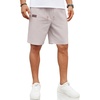 COOFANDY Men Linen Beach Shorts Casual Drawstring Summer Vacation Shorts | Elastic Waist, Lightweight Stretch Short, 9 Inch Inseam, Slim Fit, Holiday Vacation Shorts, Flat Front Short, Hawaiian Style(Light Grey)
