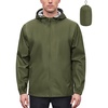 COOFANDY Rain Jacket Men Waterproof With Hood Raincoat Windbreaker Packable | 2 Water-resistant Zip Pockets, Lightweight Windbreaker For Hiking, Cycling, Running, Golf Fishing Rain Shell Gear(Army Green)