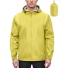 COOFANDY Rain Jacket Men Waterproof With Hood Raincoat Windbreaker Packable | 2 Water-resistant Zip Pockets, Lightweight Windbreaker For Hiking, Cycling, Running, Golf Fishing Rain Shell Gear(Yellow)