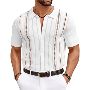 COOFANDY Knit Shirts for Men Casual Short Sleeve Button Down Shirts Summer Beach Stretch Fit Collared Shirts(White)