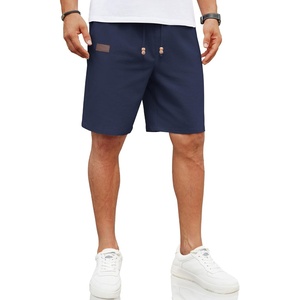 COOFANDY Men Linen Beach Shorts Casual Drawstring Summer Vacation Shorts | Elastic Waist, Lightweight Stretch Short, 9 Inch Inseam, Slim Fit, Holiday Vacation Shorts, Flat Front Short, Hawaiian Style(Navy Blue)