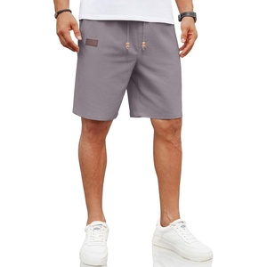 COOFANDY Men Linen Beach Shorts Casual Drawstring Summer Vacation Shorts | Elastic Waist, Lightweight Stretch Short, 9 Inch Inseam, Slim Fit, Holiday Vacation Shorts, Flat Front Short, Hawaiian Style(Medium Grey)