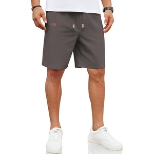 COOFANDY Men Linen Beach Shorts Casual Drawstring Summer Vacation Shorts | Elastic Waist, Lightweight Stretch Short, 9 Inch Inseam, Slim Fit, Holiday Vacation Shorts, Flat Front Short, Hawaiian Style(Dark Grey)
