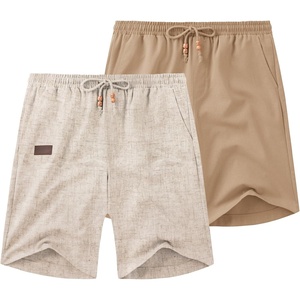 COOFANDY Men Linen Beach Shorts Casual Drawstring Summer Vacation Shorts | Elastic Waist, Lightweight Stretch Short, 9 Inch Inseam, Slim Fit, Holiday Vacation Shorts, Flat Front Short, Hawaiian Style(Z Khaki/Dark Khaki)