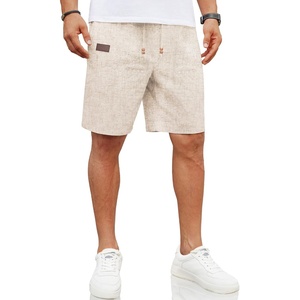 COOFANDY Men Linen Beach Shorts Casual Drawstring Summer Vacation Shorts | Elastic Waist, Lightweight Stretch Short, 9 Inch Inseam, Slim Fit, Holiday Vacation Shorts, Flat Front Short, Hawaiian Style(Khaki)