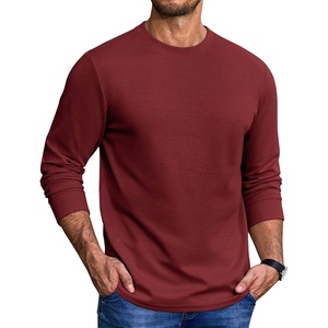 COOFANDY Mens Long Sleeve Tee Shirts Heavy Weight Cotton Crew Neck T-Shirt Regular Fit Casual Basic Tees(Wine Red)