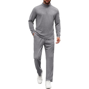COOFANDY Men’s Tracksuits 2 Piece Athletic Sweatsuit Quarter Zip Pullover | Long Sleeve, Running Sport Outfits, Casual Running Sweatsuit, Half-zip Tracksuit Sets(Light Grey)