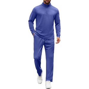 COOFANDY Men’s Tracksuits 2 Piece Athletic Sweatsuit Quarter Zip Pullover | Long Sleeve, Running Sport Outfits, Casual Running Sweatsuit, Half-zip Tracksuit Sets(Dark Blue)
