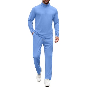 COOFANDY Men’s Tracksuits 2 Piece Athletic Sweatsuit Quarter Zip Pullover | Long Sleeve, Running Sport Outfits, Casual Running Sweatsuit, Half-zip Tracksuit Sets(Light Blue)