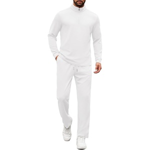 COOFANDY Men’s Tracksuits 2 Piece Athletic Sweatsuit Quarter Zip Pullover | Long Sleeve, Running Sport Outfits, Casual Running Sweatsuit, Half-zip Tracksuit Sets(White)