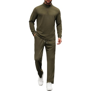 COOFANDY Men’s Tracksuits 2 Piece Athletic Sweatsuit Quarter Zip Pullover | Long Sleeve, Running Sport Outfits, Casual Running Sweatsuit, Half-zip Tracksuit Sets(Army Green)