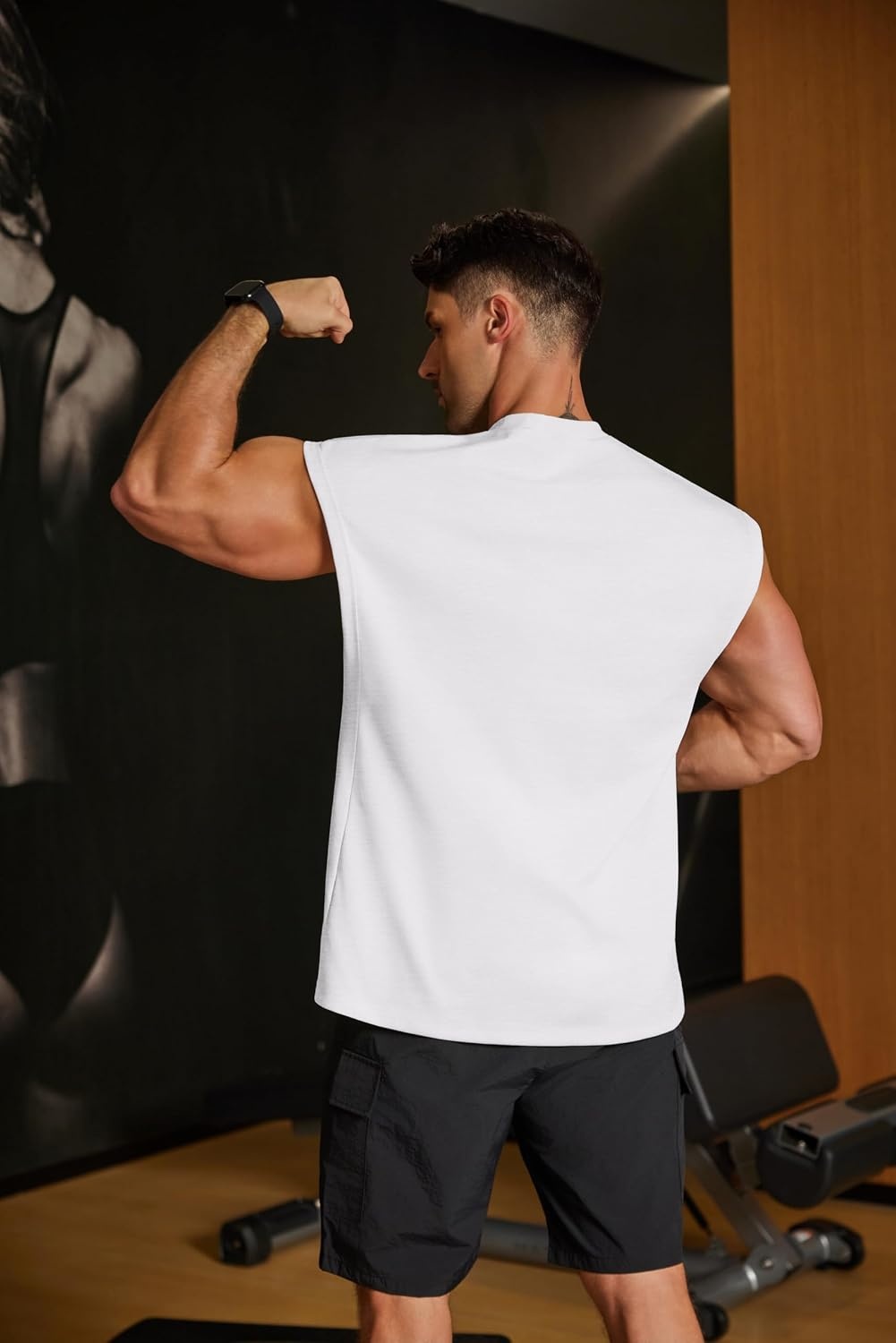 image:imageCOOFANDY Men Workout Tank Tops Cotton Sleeveless T Shirts Gym Muscle Tee Oversized Cut Off Shirt Soft Comfortable Fabric Basketball Sleeveless Tee Loose Fit for Summer Sport Stylish StreetwearIvory