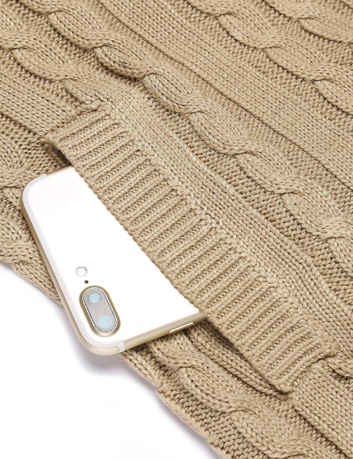 image:imageCOOFANDY Mens Cardigan Sweater Cable Knitted Full Zip Sweaters with Pockets Warm Ribbed Cuff Zip Sweater Two Front Pockets Sweater for Fall amp Winter Casual amp Christmas GiftKhaki