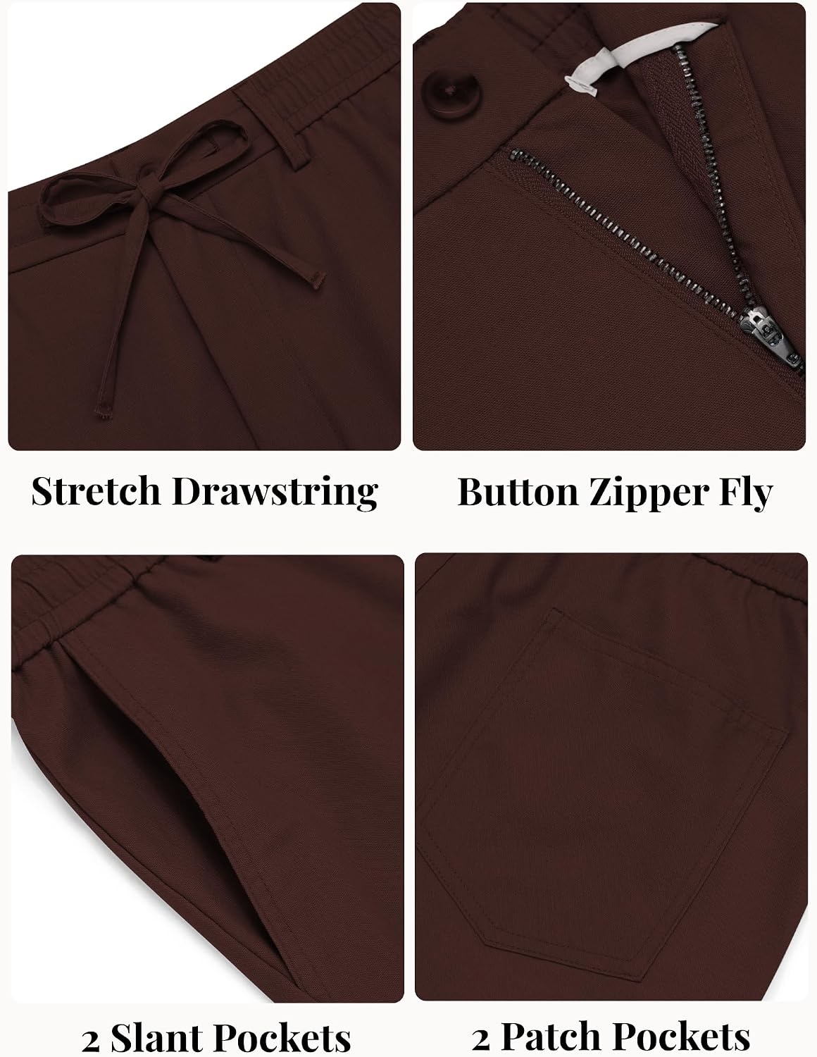 image:imageCOOFANDY Mens Cotton Linen Pants Casual Lightweight Summer Beach Dress Pant Light Weight Drawstring Elastic Waist Stretch Soft Breathable Classic Fit Summer VacationBrown