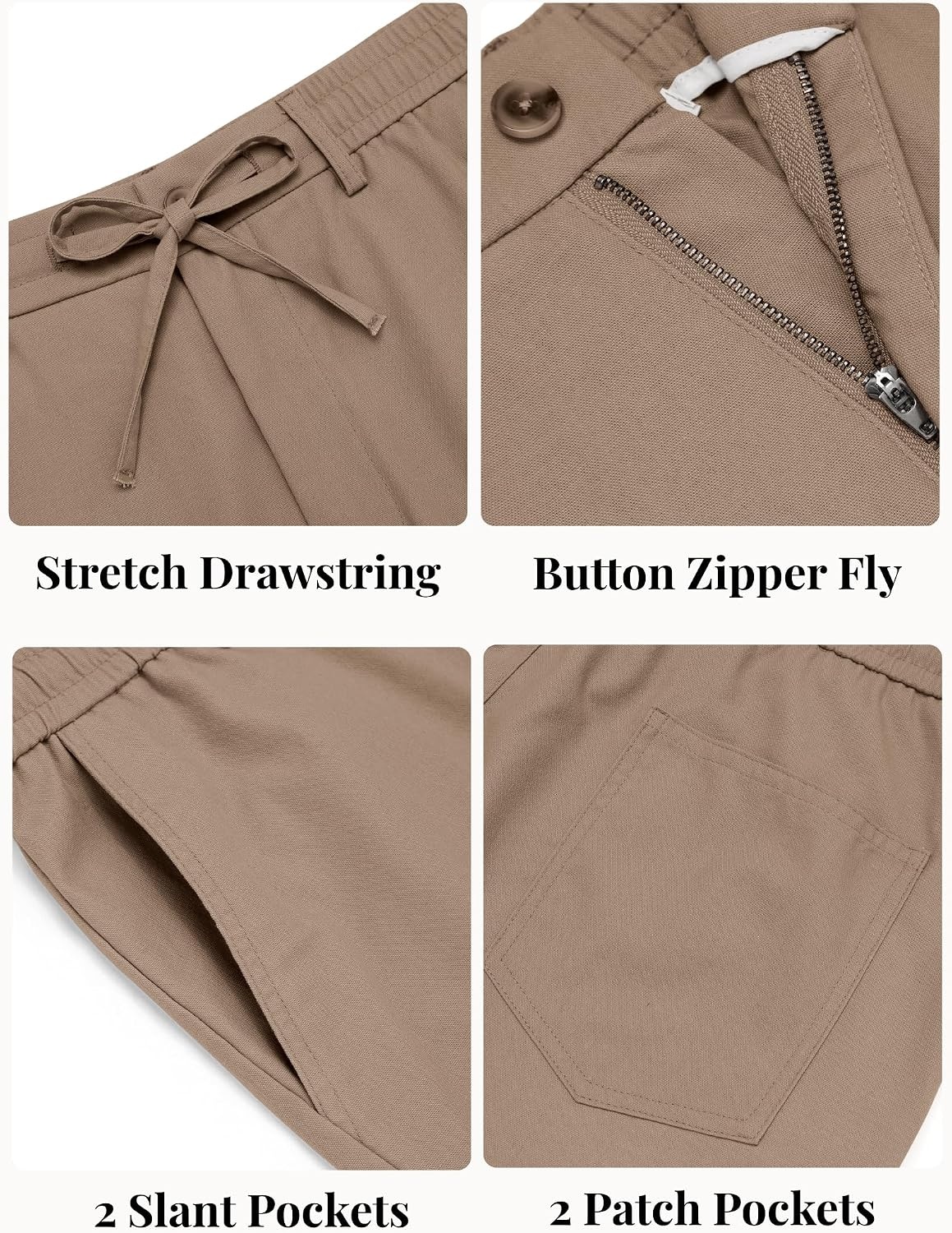 image:imageCOOFANDY Mens Cotton Linen Pants Casual Lightweight Summer Beach Dress Pant Light Weight Drawstring Elastic Waist Stretch Soft Breathable Classic Fit Summer VacationNomad