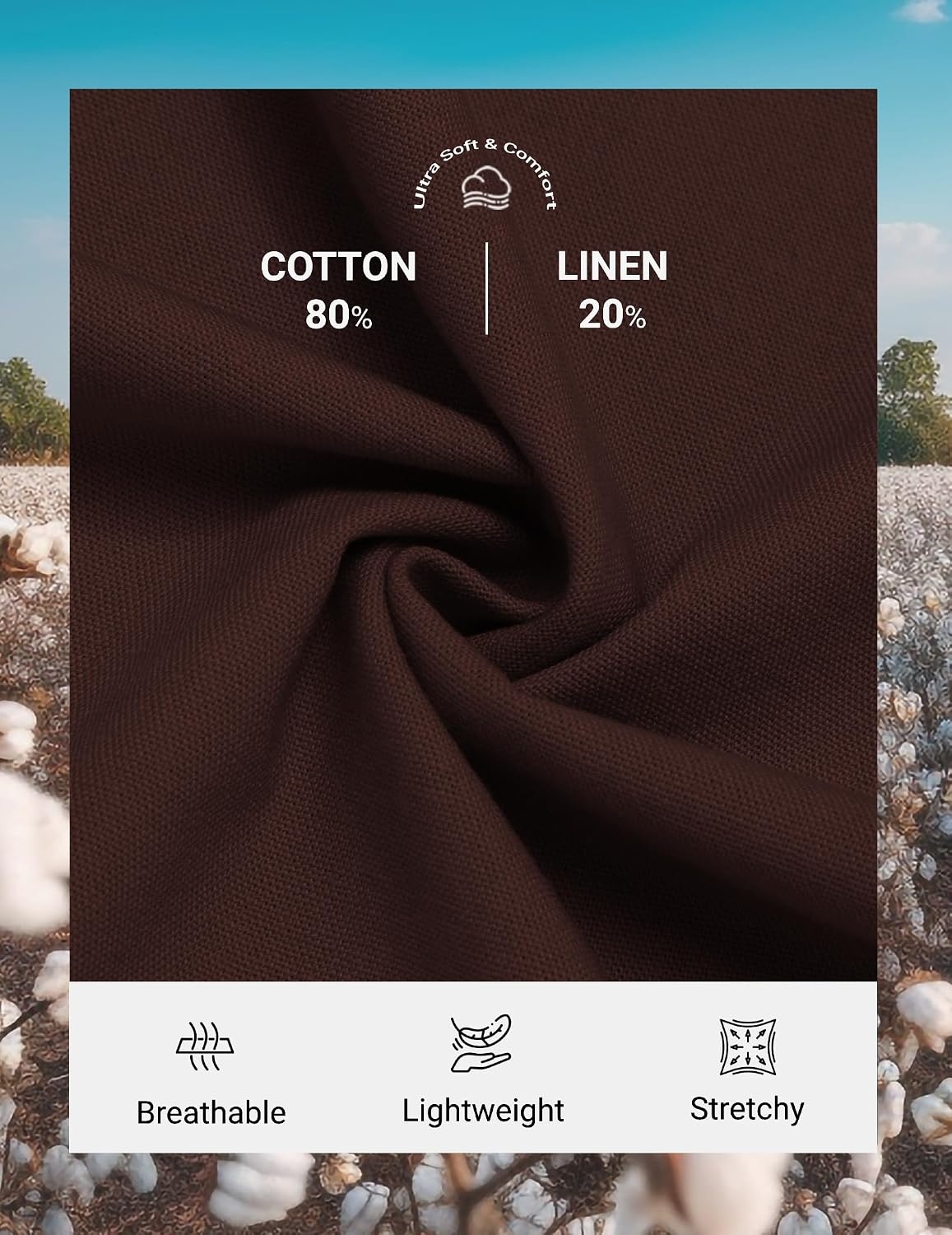 image:imageCOOFANDY Mens Cotton Linen Pants Casual Lightweight Summer Beach Dress Pant Light Weight Drawstring Elastic Waist Stretch Soft Breathable Classic Fit Summer VacationBrown