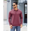COOFANDY Long Sleeve Polo Shirts for Men Moisture Wicking Athletic Sweatshirt Knit Polos (Wine Red, XX-Large)