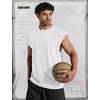 COOFANDY Men Workout Tank Tops Cotton Sleeveless T Shirts Gym Muscle Tee | Oversized Cut Off Shirt, Soft Comfortable Fabric, Basketball Sleeveless Tee Loose Fit for Summer Sport, Stylish Streetwear(Ivory)