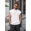 COOFANDY Men Workout Tank Tops Cotton Sleeveless T Shirts Gym Muscle Tee | Oversized Cut Off Shirt, Soft Comfortable Fabric, Basketball Sleeveless Tee Loose Fit for Summer Sport, Stylish Streetwear(Ivory)