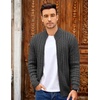 COOFANDY Mens Cardigan Sweater Cable Knitted Full Zip Sweaters with Pockets | Warm Ribbed Cuff Zip Sweater, Two Front Pockets Sweater for Fall & Winter, Casual & Christmas Gift(Grey)