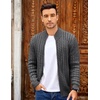 COOFANDY Mens Cardigan Sweater Cable Knitted Full Zip Sweaters with Pockets | Warm Ribbed Cuff Zip Sweater, Two Front Pockets Sweater for Fall & Winter, Casual & Christmas Gift(Heathered Black)