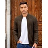 COOFANDY Mens Cardigan Sweater Cable Knitted Full Zip Sweaters with Pockets | Warm Ribbed Cuff Zip Sweater, Two Front Pockets Sweater for Fall & Winter, Casual & Christmas Gift(Brown)