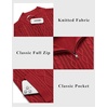 COOFANDY Mens Cardigan Sweater Cable Knitted Full Zip Sweaters with Pockets | Warm Ribbed Cuff Zip Sweater, Two Front Pockets Sweater for Fall & Winter, Casual & Christmas Gift(02 Wine Red)