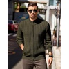 COOFANDY Mens Cardigan Sweater Cable Knitted Full Zip Sweaters with Pockets | Warm Ribbed Cuff Zip Sweater, Two Front Pockets Sweater for Fall & Winter, Casual & Christmas Gift(Army Green)