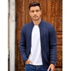 COOFANDY Mens Cardigan Sweater Cable Knitted Full Zip Sweaters with Pockets | Warm Ribbed Cuff Zip Sweater, Two Front Pockets Sweater for Fall & Winter, Casual & Christmas Gift(Blue)