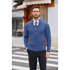 COOFANDY Mens Cardigan Sweater Cable Knitted Full Zip Sweaters with Pockets | Warm Ribbed Cuff Zip Sweater, Two Front Pockets Sweater for Fall & Winter, Casual & Christmas Gift(Deep Blue)